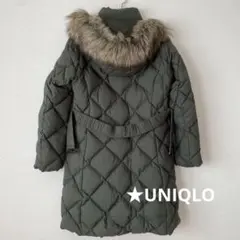【美品】UNIQLOユニクロ Wパウダーソフトダウンコートキルティング ロングL