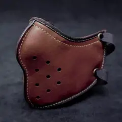 フェイスマスク　ブラウン　PUレザー　バイク　フェイスガード　オートバイ　防寒