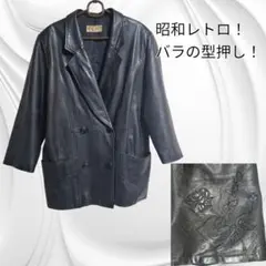 ECHO ヴィンテージ 本革 ダブル レザージャケット ハーフコート