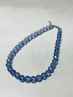 青色クリスタルビーズネックレス