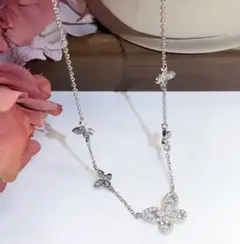 新品未使用 高品質 蝶モチーフ シルバー ネックレス バタフライ