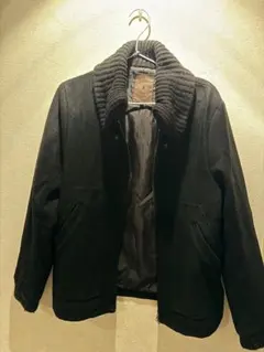 CORISCO 黒リブ襟　ウールジャケット　メンズブルゾン　ダブルジッパーのサムネイル