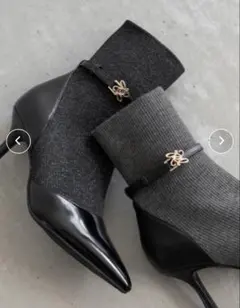 RANDA ポインテッドトゥブーツ ダークグレー色　L サイズ