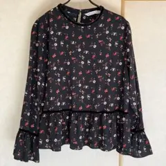 ZARA 花柄　長袖ブラウス　XL