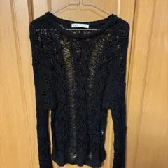 ZARA ブラック レース編み 長袖ニット L