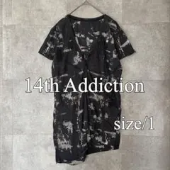 14th Addiction 総柄 Vネック ヘンリーネック Tシャツ 1
