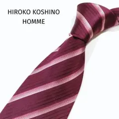 HIROKO KOSHINO HOMME シルク ネクタイ ストライプ ボルドーのサムネイル