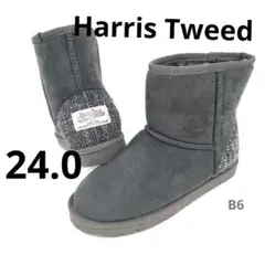 Harris Tweed ショート丈ムートンブーツ 24.0cm　防寒