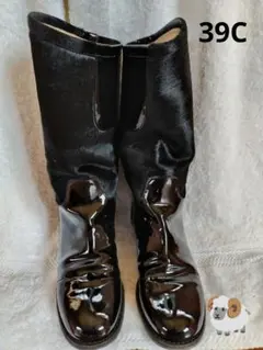 Chanel ブラック パテントレザー ポニーヘア CCロゴ KG28488