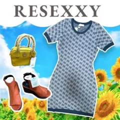 新品未使用 RESEXXY ラメジャガードミニニットワンピース