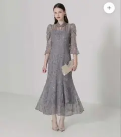 LEJA スパンコール花柄刺繍ワンピース