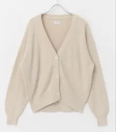 コットン畦KNITカーディガン　ベージュ