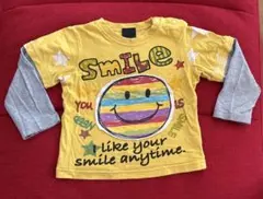 90サイズ 長袖Tシャツ　スマイル　smile 黄色　男　女　重ね着風　ベビー