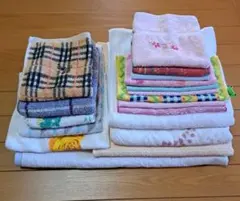 【中古】敷パット(シングル) タオル各種 18枚まとめ売り　バーバリー他　ウエス