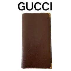 GUCCI オールドグッチ ブラウンレザー 長財布 ヴィンテージ