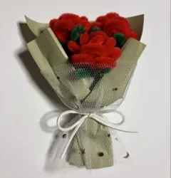 ハンドメイド モールフラワー 枯れない花 3本のバラ 手のひらサイズミニブーケ