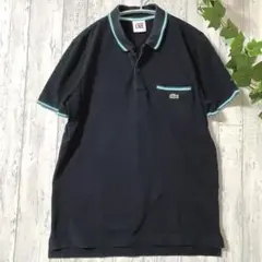 LACOSTE LIVE ブラック ポロシャツ メンズ4 緑ライン