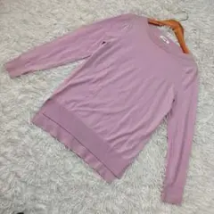 【美品】プラステ プレミアムウール100% クルーネックニット うすピンク　M