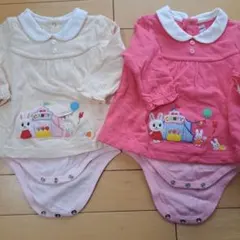 ミキハウス　ロンパース　うさこ クリーム色 ピンク