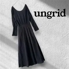 アングリッド ungrid バックリボン フレア ワンピース 長袖 襟ぐり広め