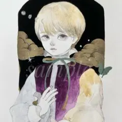 オリジナル手描きイラスト アナログ 少年 星 蝶Daydream Sally