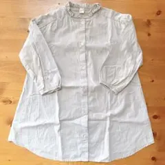 アプレレクール フリル襟 シャツワンピース ライトグレー 100cm