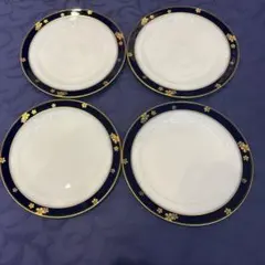 希少【美品】 大倉陶園　デザート皿　20センチ　ネイビー　金プラチナ　4枚セットのサムネイル