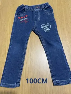 SLAP SLIP ハート刺繍ダークブルーデニムパンツ 100センチのサムネイル