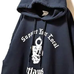 ギルダン サポートユアローカルアウトロー スウェットパーカーブラック黒L古着