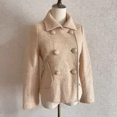 Pink Mix/ベージュ ツイード ダブルブレストジャケット ショート丈コート