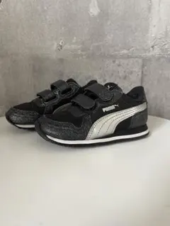 PUMA プーマ スニーカー 15cm ブラック×シルバー ラメ入り