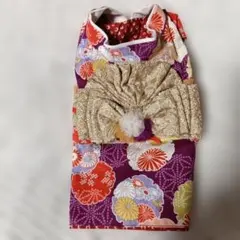 犬用着物　 花柄 紫　ラディカ　S