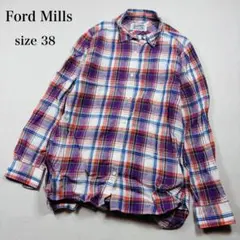 Ford Mills 日本製 マドラスチェックシャツ S 綿100% 古着 春夏のサムネイル