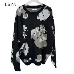 Lui’s FEMME フラワージャガードニット 花柄 ブラック グレー