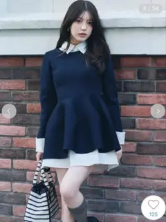 snidel シャツレイヤードニットチュニック