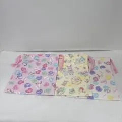 巾着袋　３枚セット　ユニコーン　ハート　ピンク　白　うさぎ　くま　黄色　コップ袋