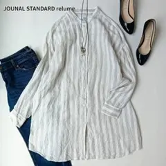 極美品♡24SSジャーナルスタンダードレリューム近年ストライプ麻リネンブラウスg