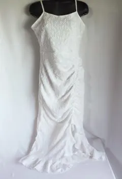 白 キャミソールドレス ワンピース スリット入り Mサイズ