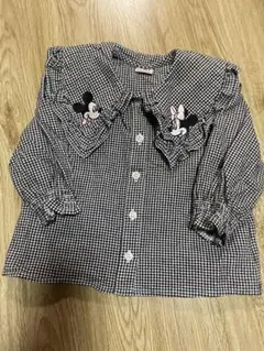 ミッキー ミニー 刺繍 チェック柄 シャツ