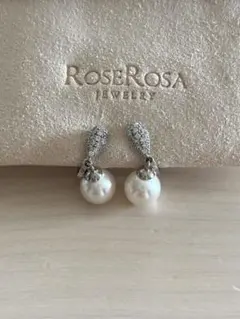 ROSE ROSA スワロフスキーホワイトパール イヤリング 8mm