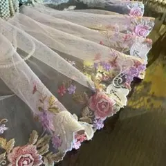 13−7✴︎豪華な刺繍の幅広チュールレース2m