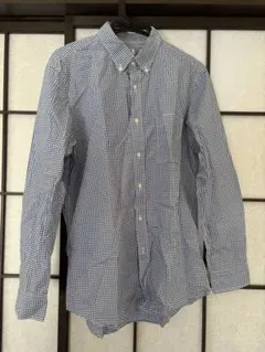 UNIQLO ユニクロ ギンガムチェック 長袖シャツ メンズ L ブルー