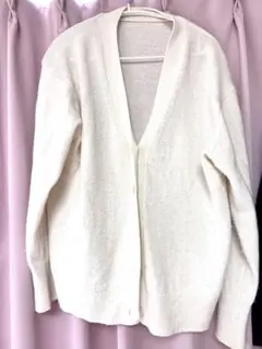 アイボリーウールVネックカーディガン XL 無印良品 無印