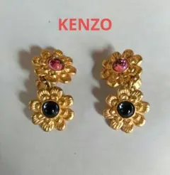 d*3様 KENZO花形イヤリング ピンクと紺ストーンのサムネイル