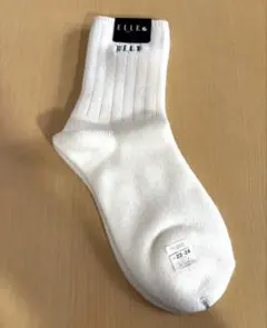ELLE ホワイト リブソックス 22-24 新品