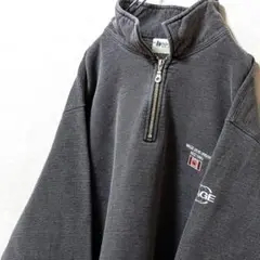 レッドウッドクラシックWAGE刺繍 ハーフジップスウェットトレーナーグレーL古着