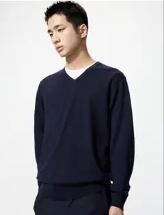 美品中古　UNIQLOメリノVネックセーター　ネイビー、ブラウン2枚Lサイズ