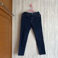 ダークブルー スキニーパンツ ハイウエスト