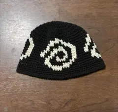 ビーニー　バケハ　クロシェハット　男女兼用 クラッシャーハット　渦巻き