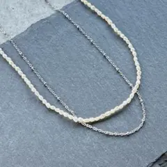 no.211【お肌に優しい金具】Re:淡水パール×チェーン　レイヤードネックレス